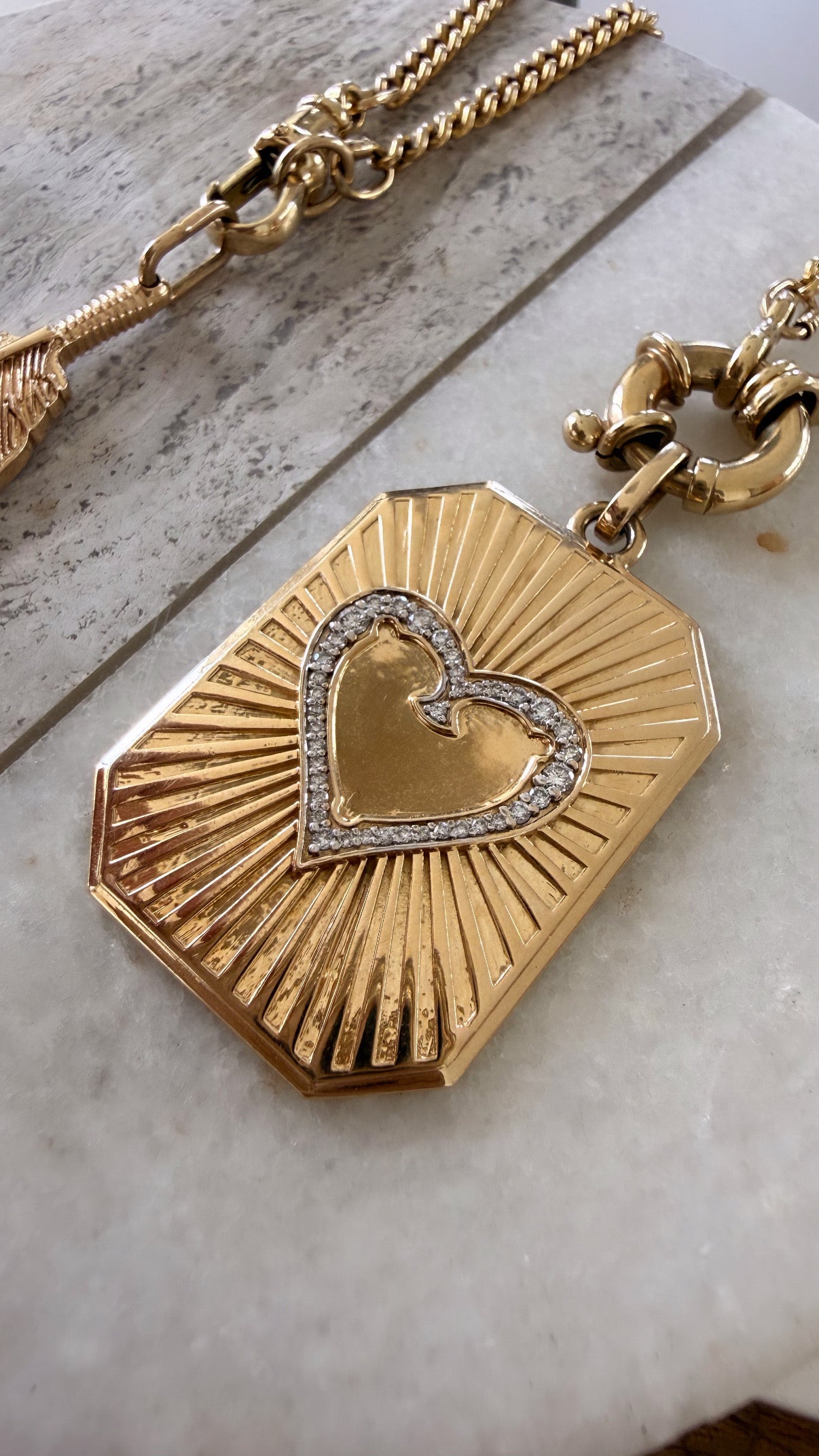 Emma Fluted Heart Diamond Pendant Dogtag