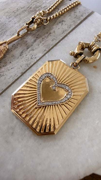 Emma Fluted Heart Diamond Pendant Dogtag