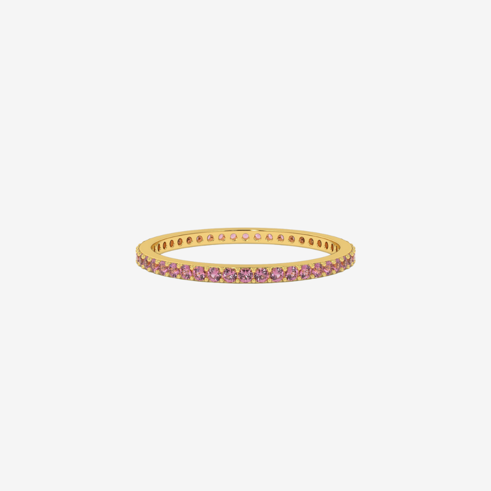 "Eliza" Stackable Pavé Diamond Eternity Band- Pink - 14k Yellow Gold - Jewelry - Goldie Paris Jewelry - Ring
