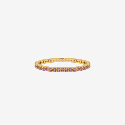 "Eliza" Stackable Pavé Diamond Eternity Band- Pink - 14k Yellow Gold - Jewelry - Goldie Paris Jewelry - Ring stackable