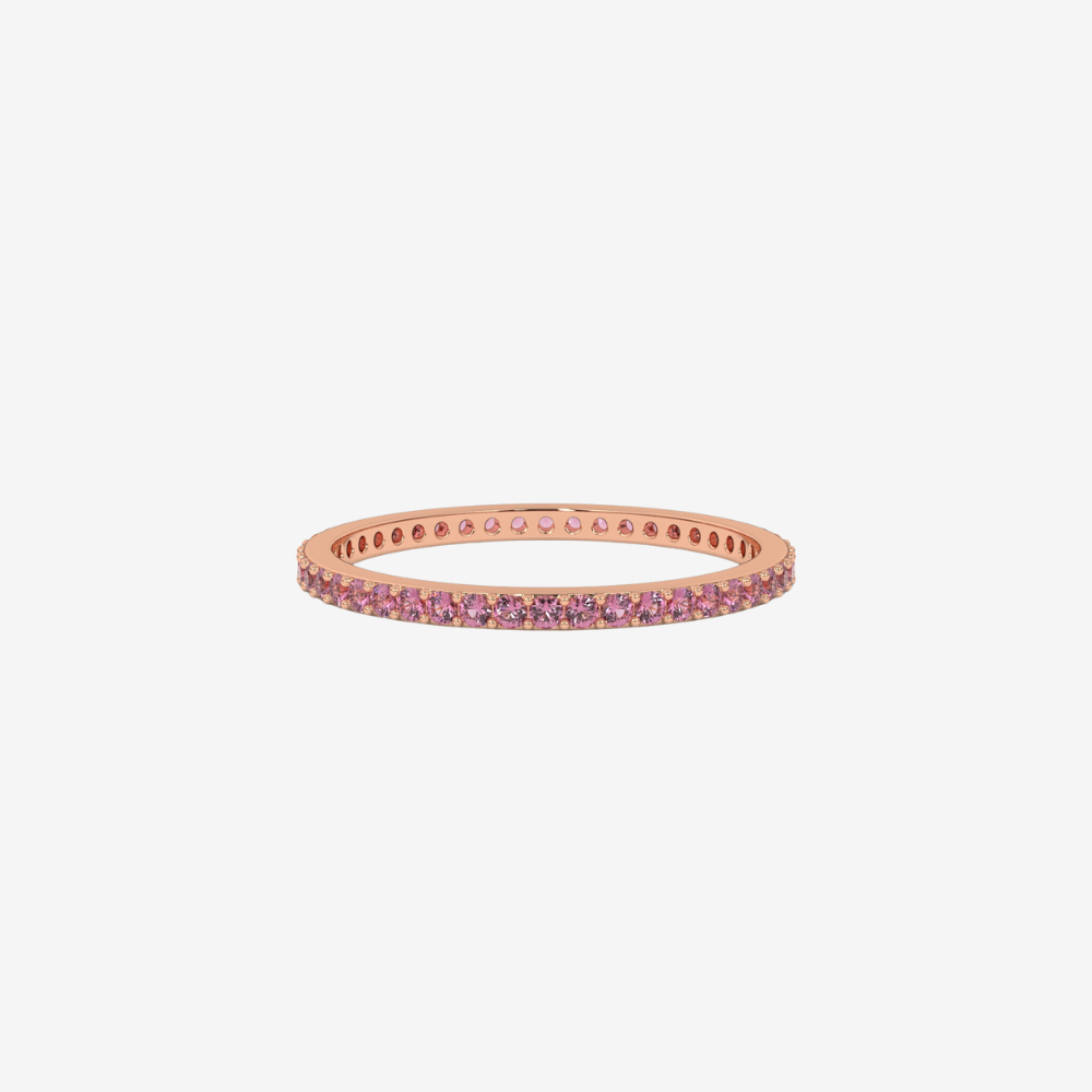 "Eliza" Stackable Pavé Diamond Eternity Band- Pink - 14k Rose Gold - Jewelry - Goldie Paris Jewelry - Ring