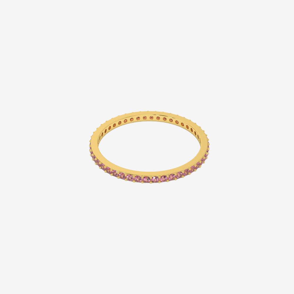 "Eliza" Stackable Pavé Diamond Eternity Band- Pink - - Jewelry - Goldie Paris Jewelry - Ring stackable