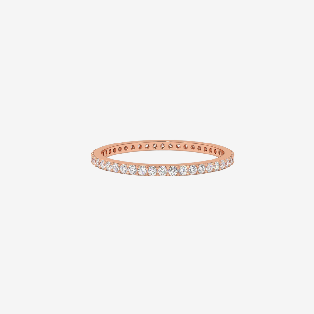 "Eliza" Stackable Pavé Diamond Eternity Ring - 14k Rose Gold - Jewelry - Goldie Paris Jewelry - Ring