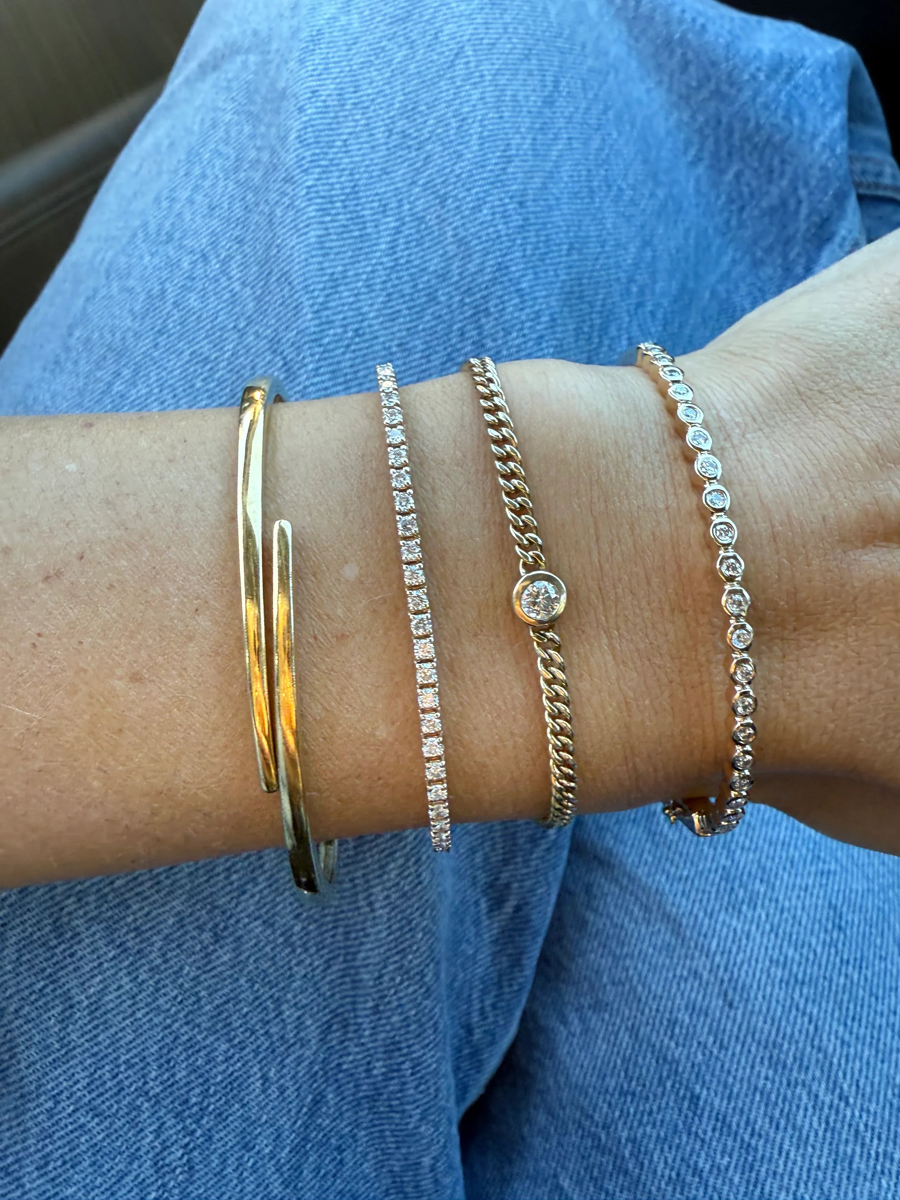 Chloe Bezel-set Diamonds Bangle | Jewelry in Solid Gold — Goldie Paris