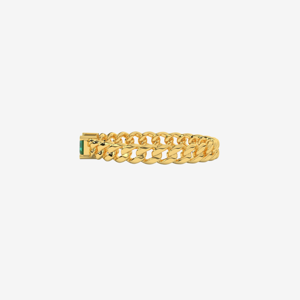 "Nina" Curb chain Link Emerald Ring - Green - - Jewelry - Goldie Paris Jewelry - Ring stackable statement