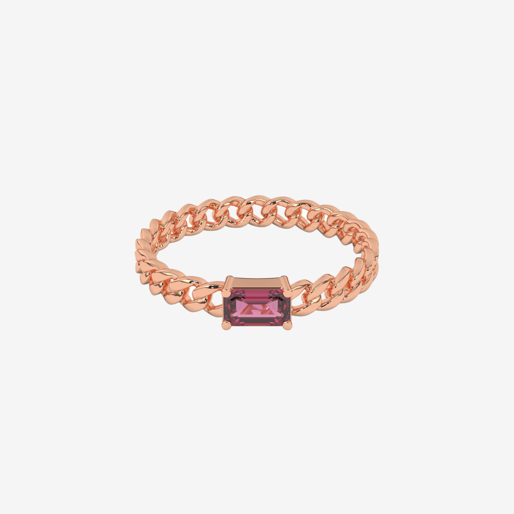 "Nina" Curb chain Link Diamond Ring - Pink - 14k Rose Gold - Jewelry - Goldie Paris Jewelry - Ring