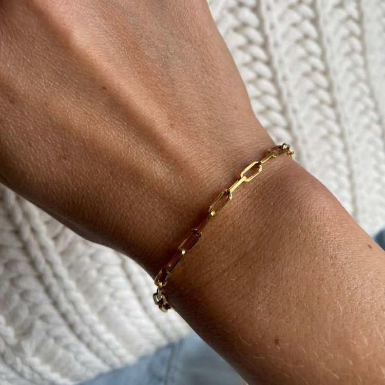18-carat Solid Gold Paperclip Bracelet - - Jewelry - Goldie Paris Jewelry - Bracelet