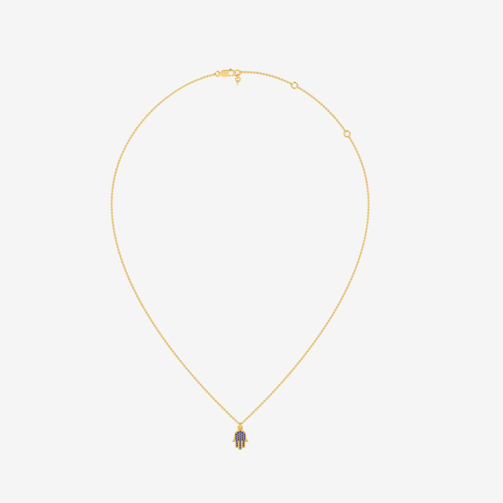 Sapphire Hamsa Necklace/ Pendant - - Jewelry - Goldie Paris Jewelry - Evil Eye Necklace Pendant