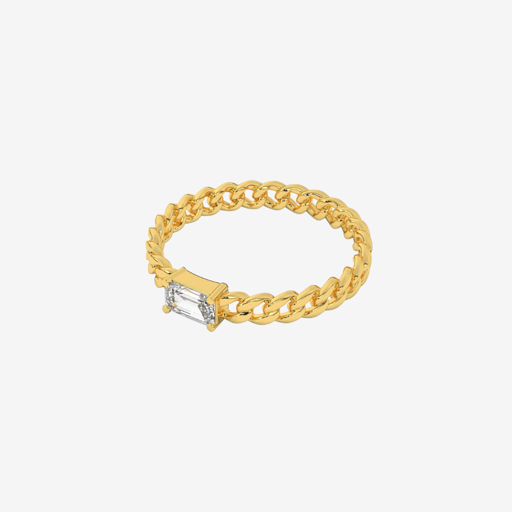 "Nina" Curb chain Link Diamond Ring - - Jewelry - Goldie Paris Jewelry - Ring stackable statement