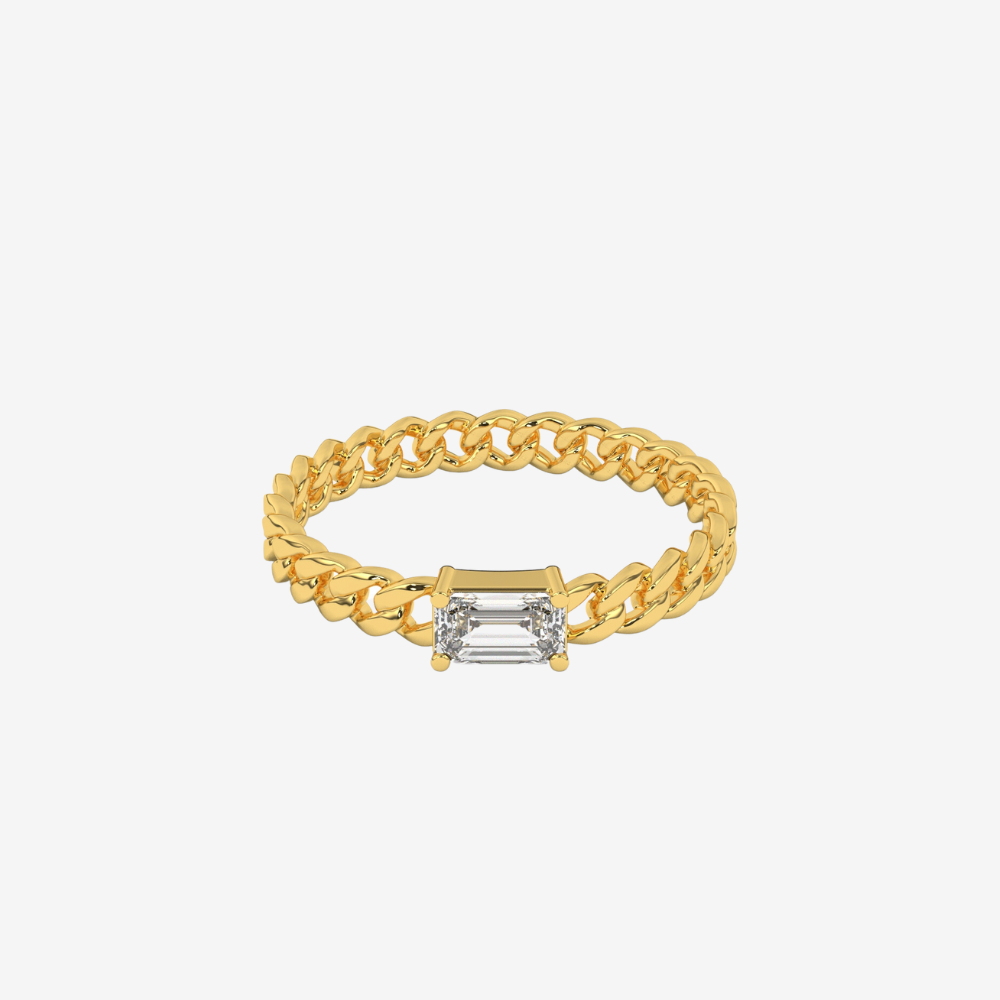 "Nina" Curb chain Link Diamond Ring - 14k Yellow Gold - Jewelry - Goldie Paris Jewelry - Ring stackable statement