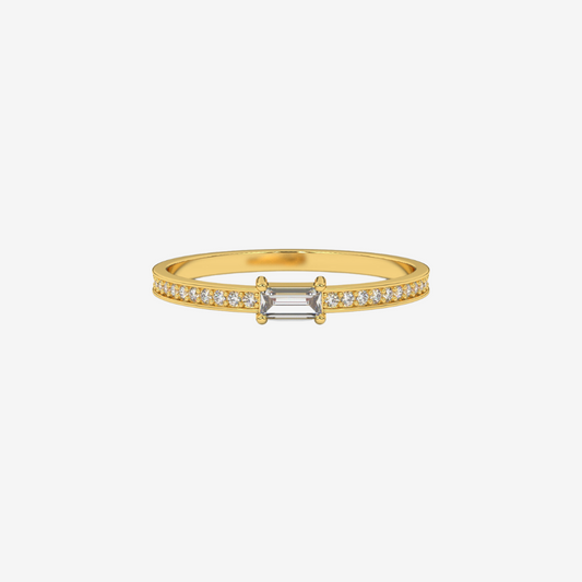 "Sophie" Stackable Baguette Pavé Diamond Ring - 14k Yellow Gold - Jewelry - Goldie Paris Jewelry - Baguette Ring