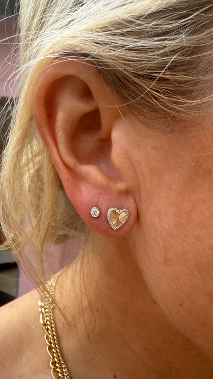 Laura Heart Fluted Diamond Earrings