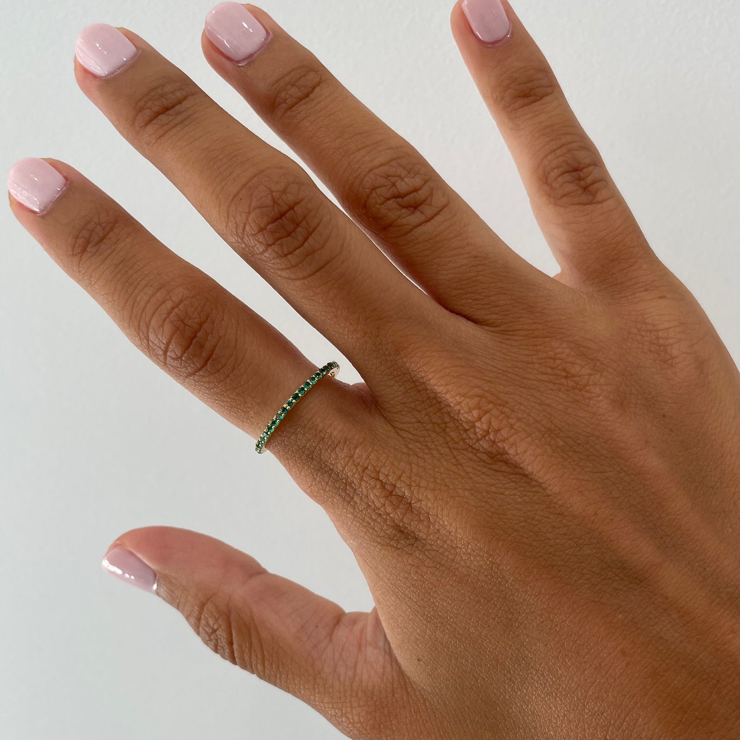 "Eliza" Stackable Pavé Emerald Eternity Band- Green - - Jewelry - Goldie Paris Jewelry - Ring stackable