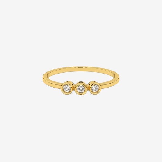 "Miriam" Three Bezel diamonds Stackable Ring - 14k Yellow Gold - Jewelry - Goldie Paris Jewelry - Bezel Ring stackable