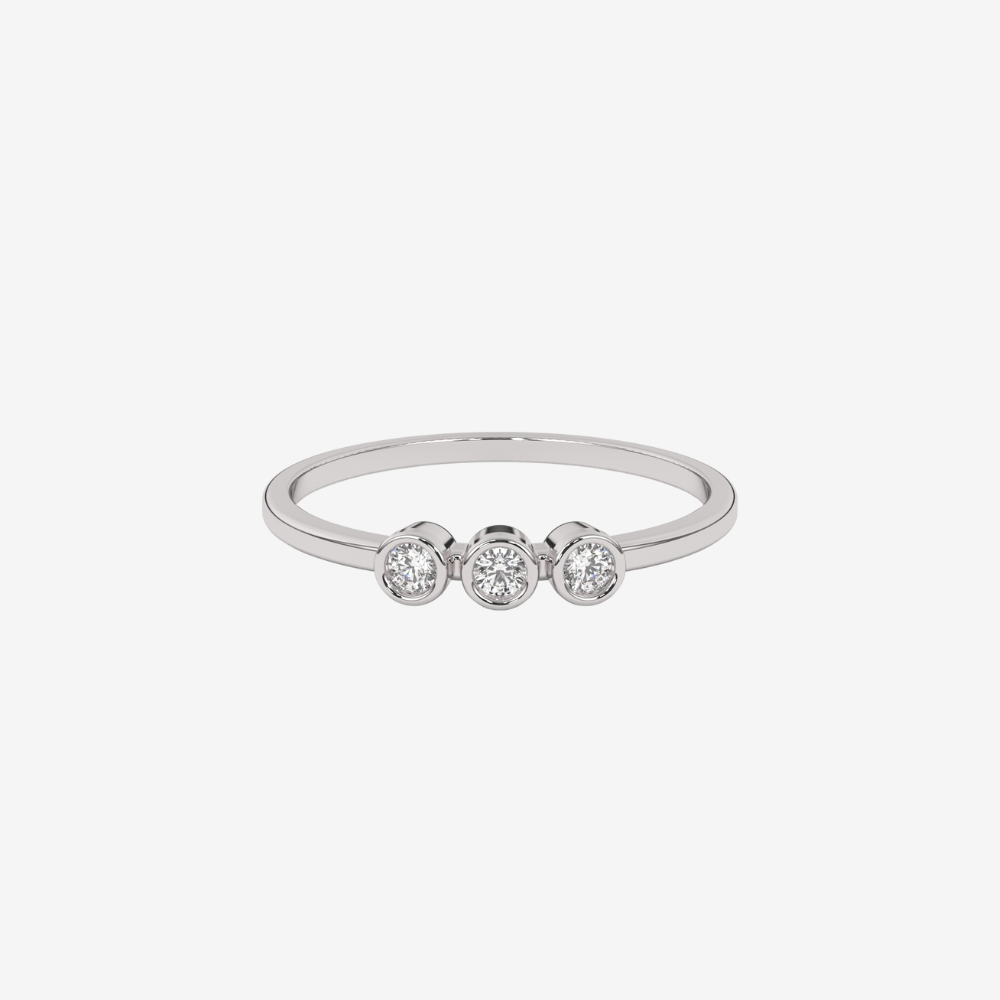 "Miryam" Three Bezel diamonds Stackable Ring - 14k White Gold - Jewelry - Goldie Paris Jewelry - Bezel Ring