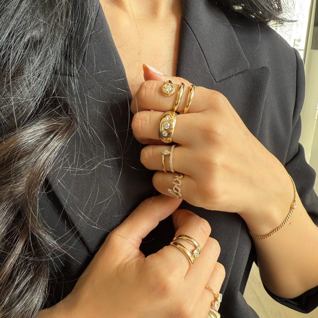 Calli Gypsy-Set Chunky Diamond Ring