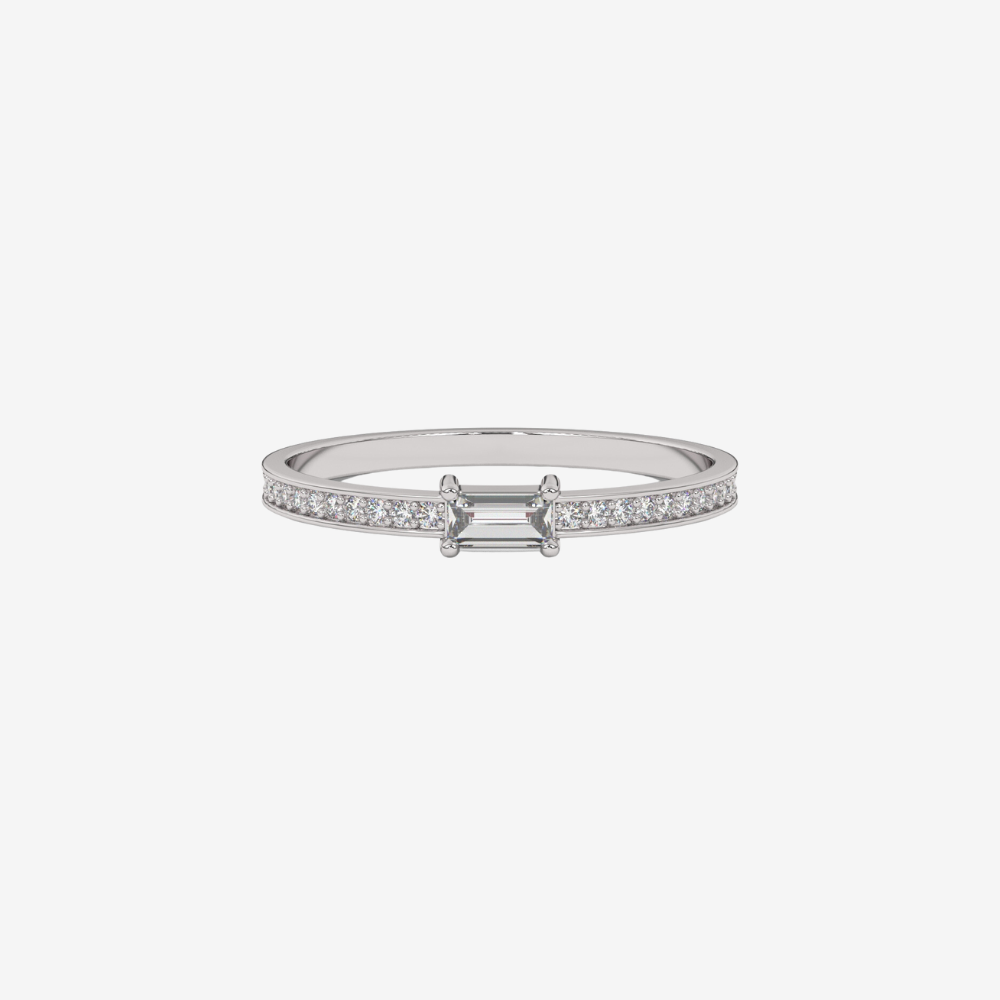 "Sophie" Stackable Baguette Pavé Diamond Ring - 14k White Gold - Jewelry - Goldie Paris Jewelry - Baguette Ring
