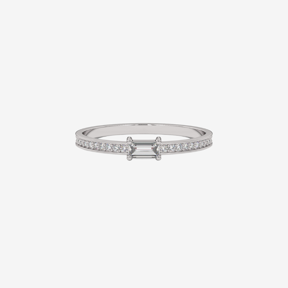 "Sophie" Stackable Baguette Pavé Diamond Ring - 14k White Gold - Jewelry - Goldie Paris Jewelry - Baguette Ring stackable