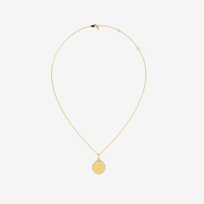Diamond Letter Medallion Pendant/ Necklace - - Jewelry - Goldie Paris Jewelry - Moms Necklace Pavé Pendant