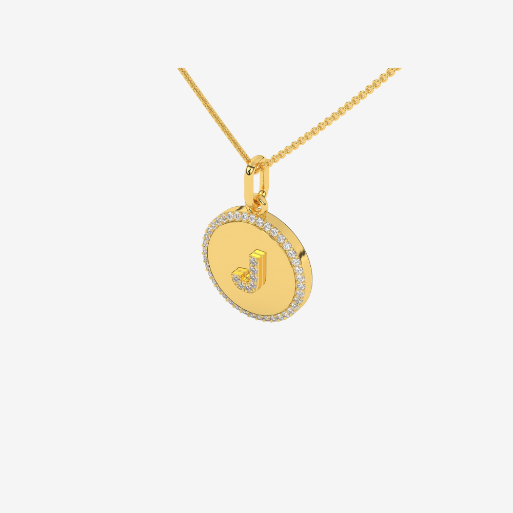 Diamond Letter Medallion Pendant/ Necklace - - Jewelry - Goldie Paris Jewelry - Moms Necklace Pavé Pendant