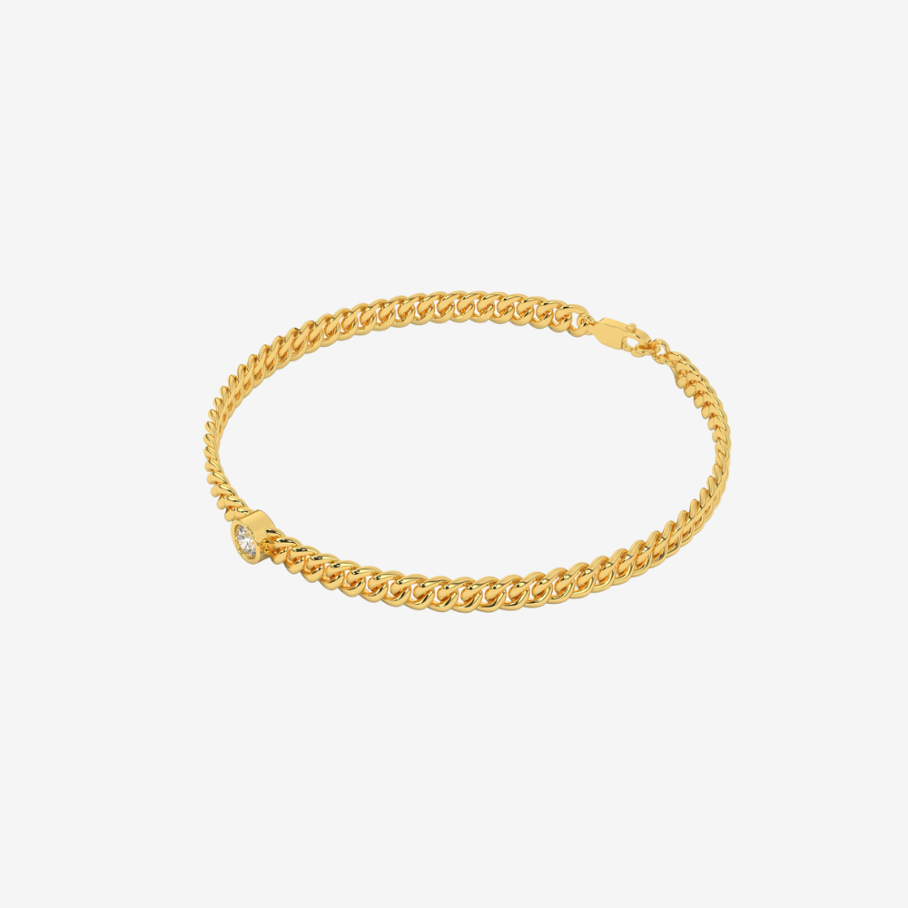 Bezel-Set Diamond Curb Chain Bracelet - - Jewelry - Goldie Paris Jewelry - Bezel Bracelet