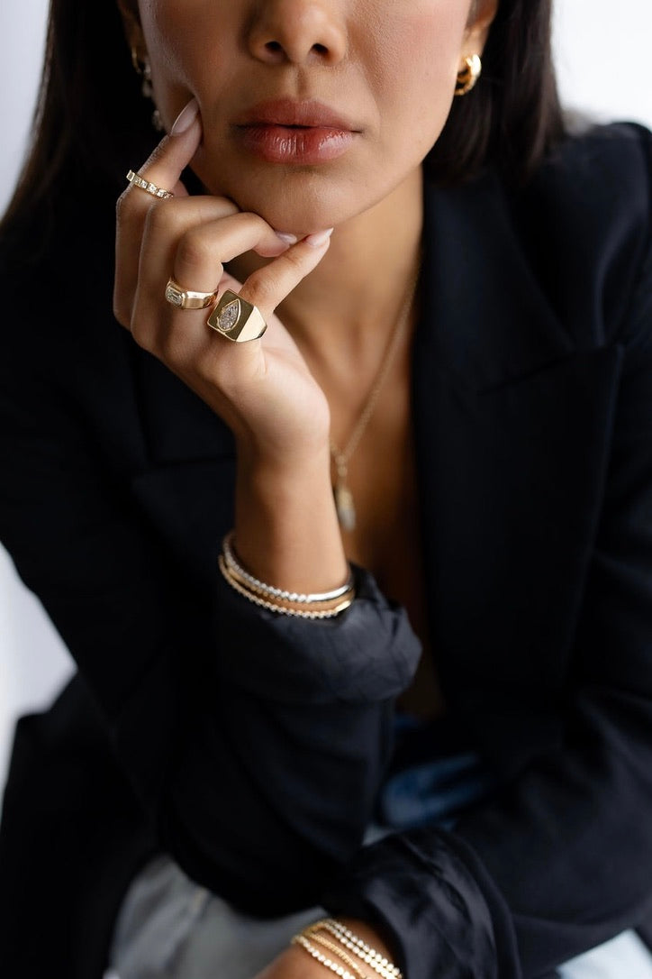 Iena Pear Diamond Signet Ring