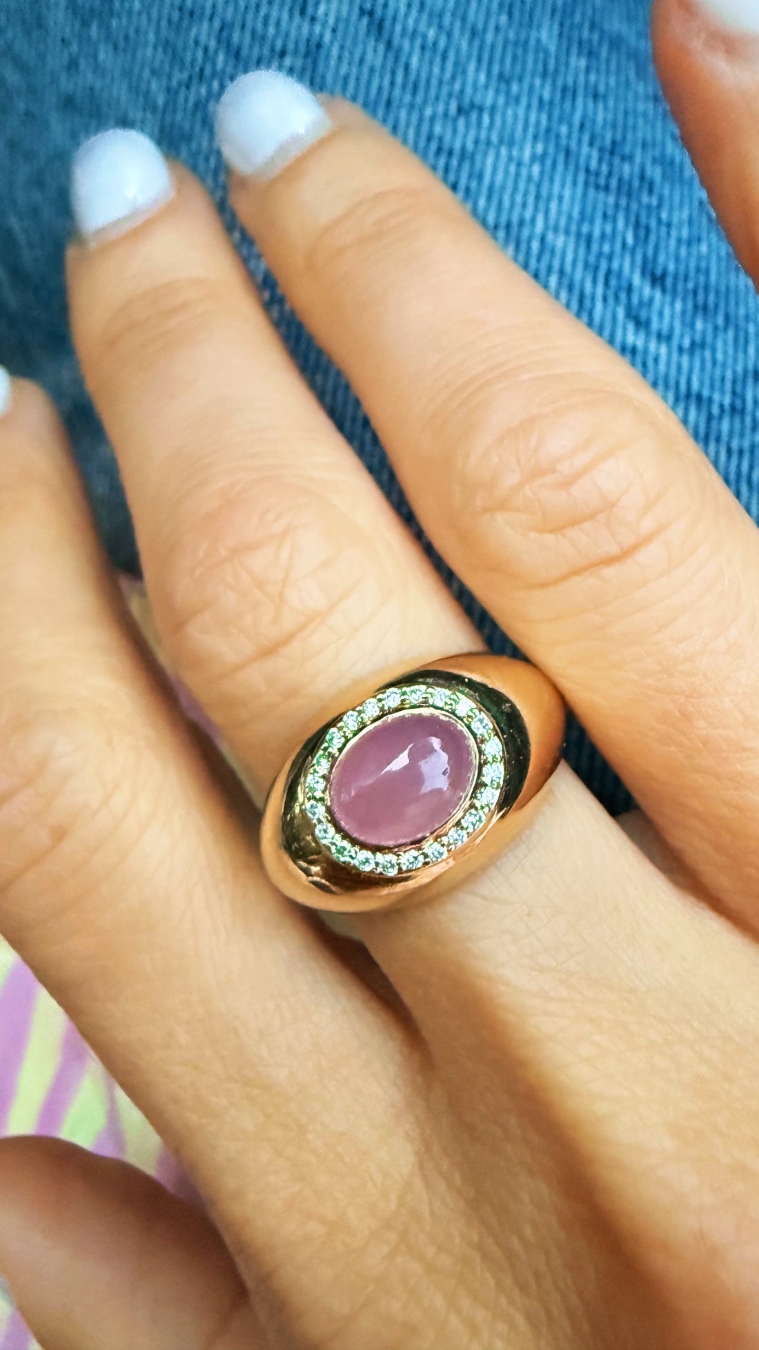 Tamara Rose Quartz Solid Gold Ring