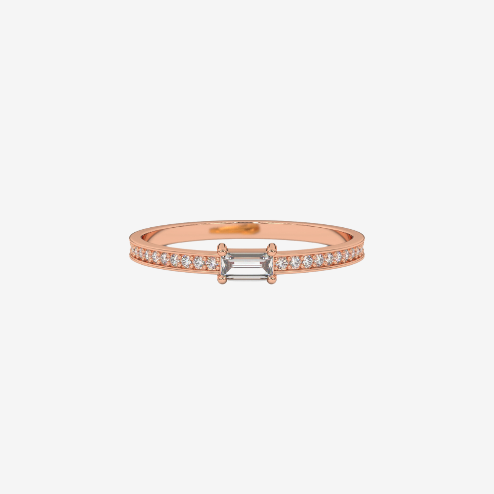 "Sophie" Stackable Baguette Pavé Diamond Ring - 14k Rose Gold - Jewelry - Goldie Paris Jewelry - Baguette Ring stackable