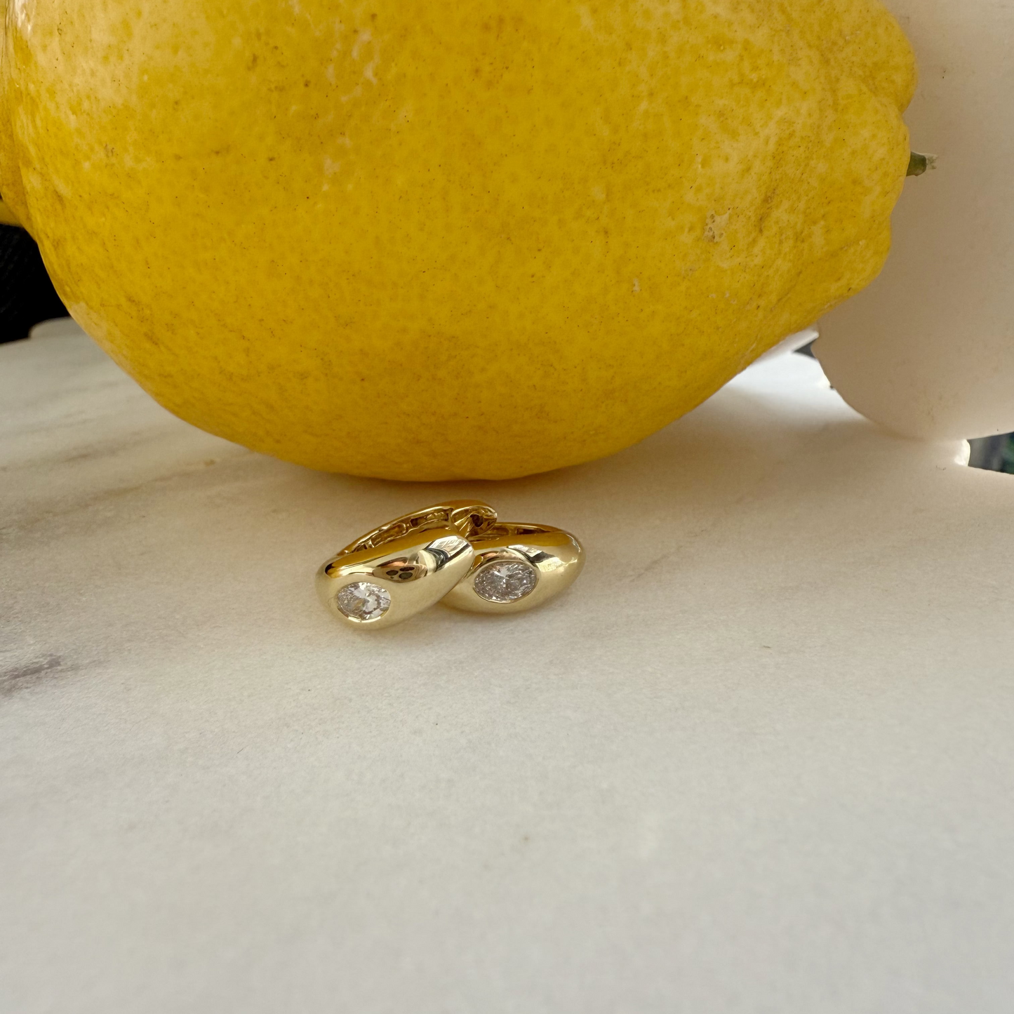 Cloud Huggie Hoop with Diamond - Pair