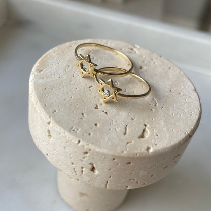 Star of David Ring with Diamond - - Jewelry - Goldie Paris Jewelry - 10 ct Evil Eye Ring