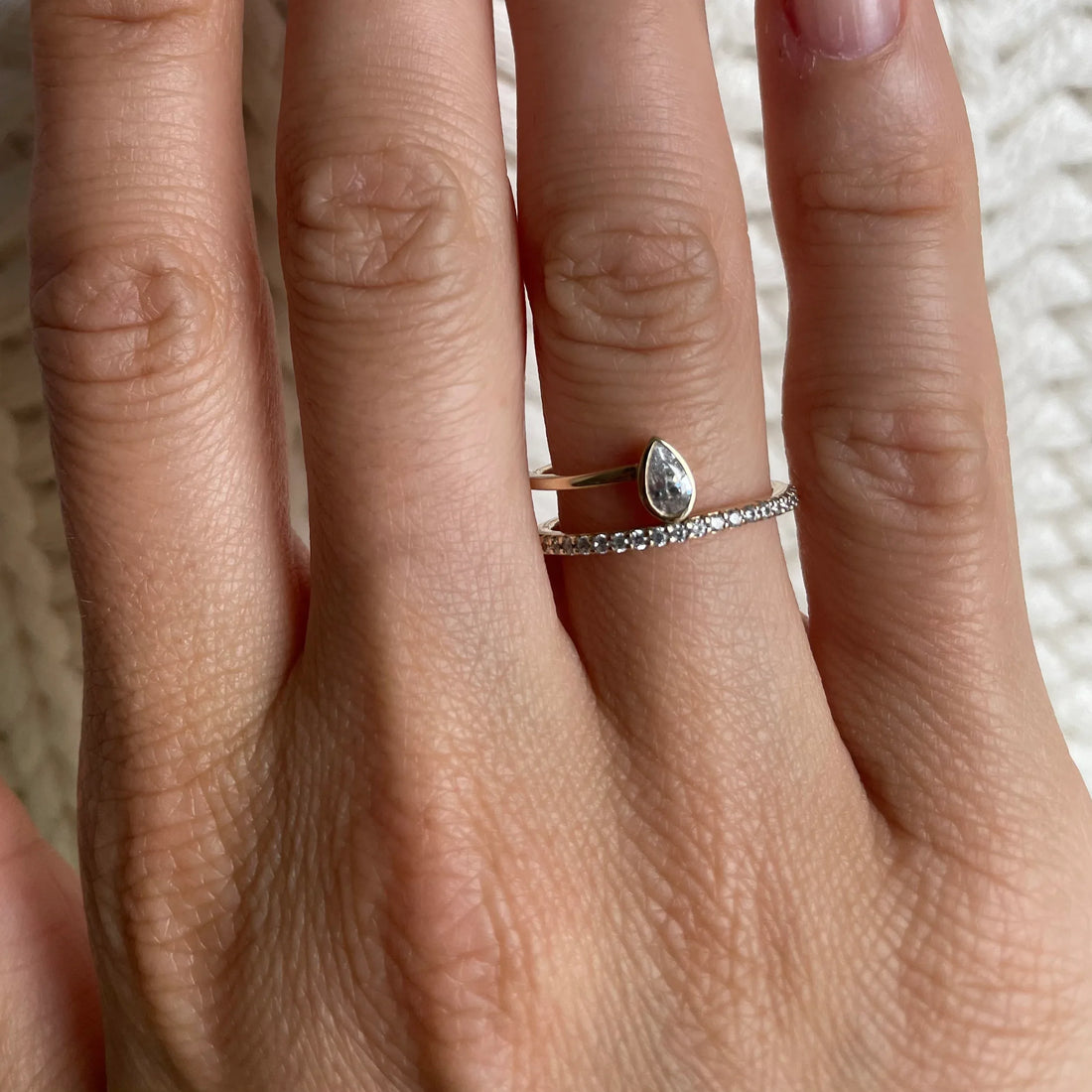 Noa Pear and Pavé Diamond Ring