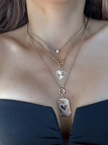 Emma Fluted Heart Diamond Pendant Dogtag