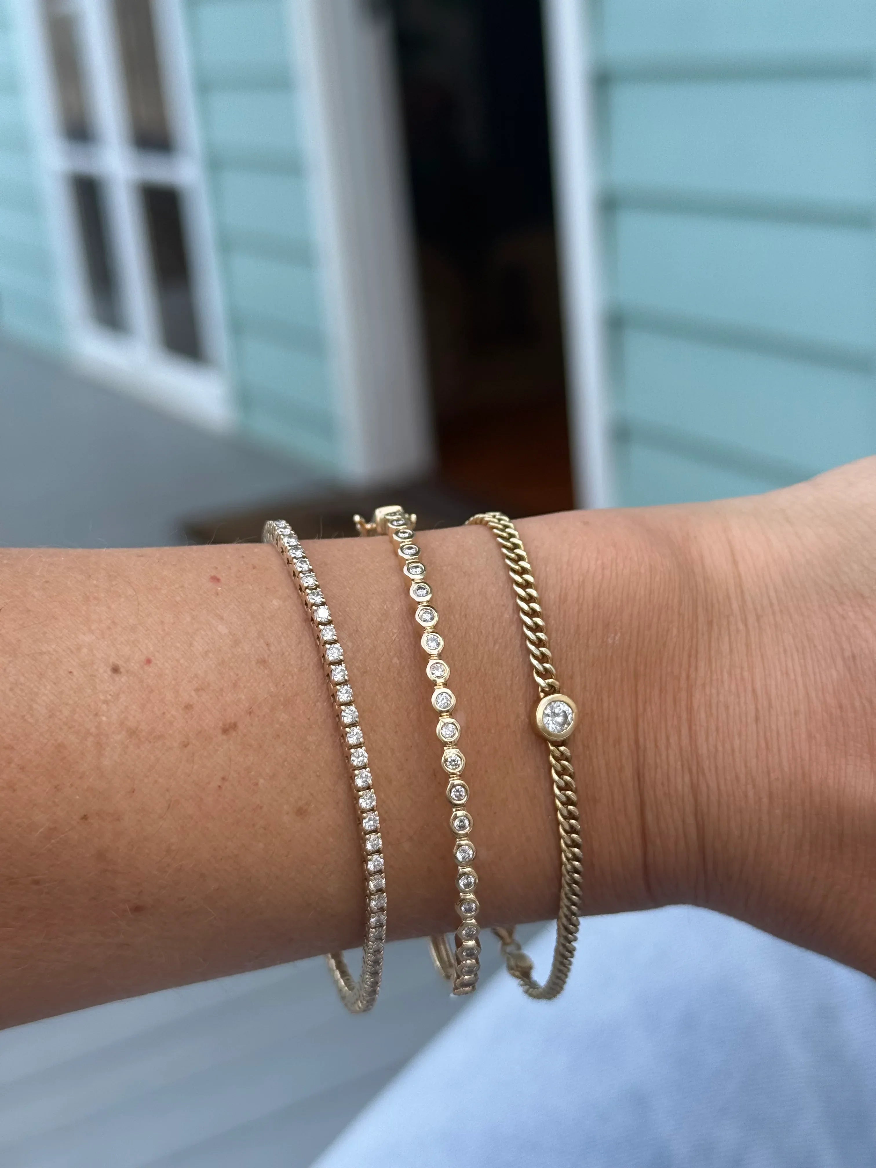 Chloe Bezel-set Diamonds Bangle | Jewelry in Solid Gold — Goldie Paris
