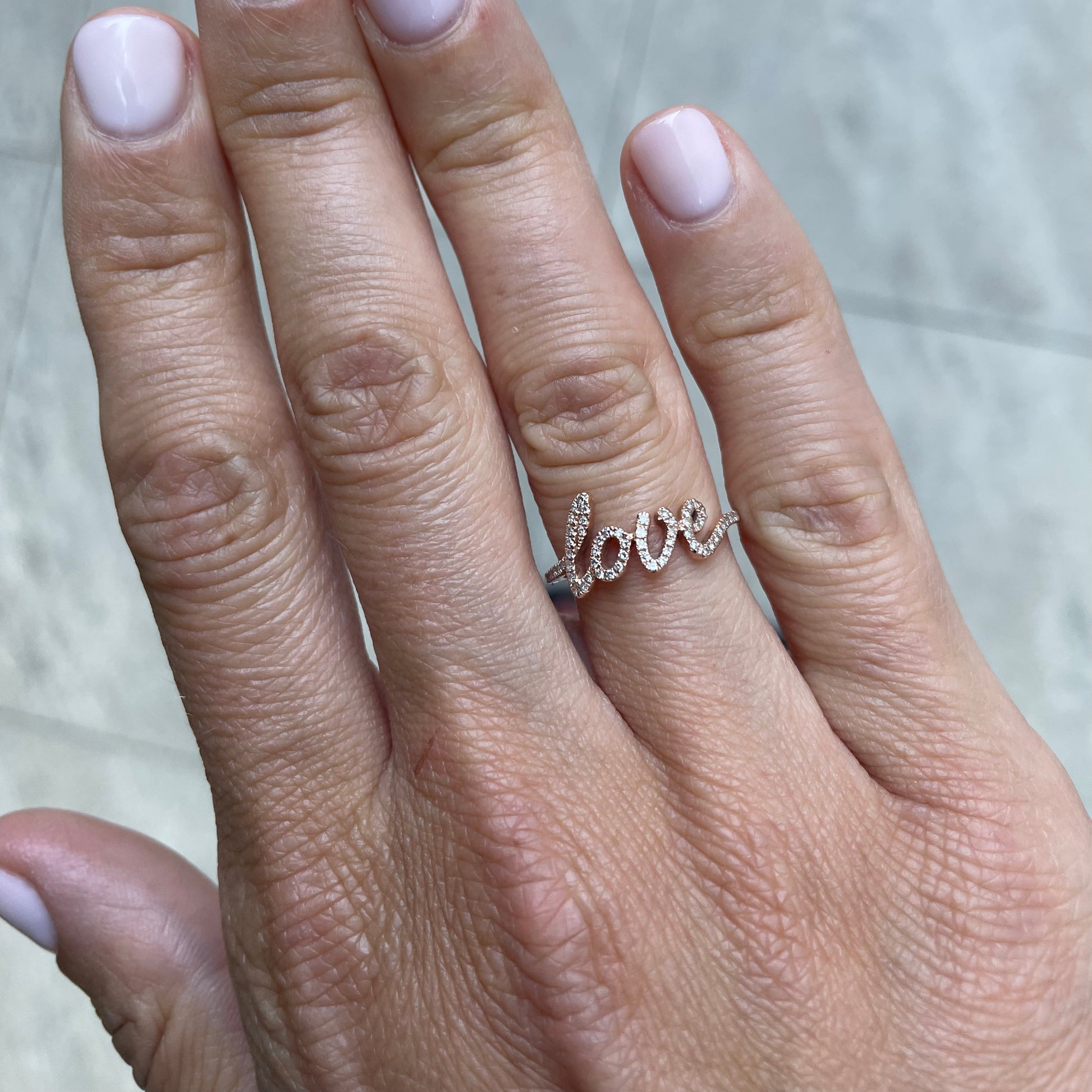 "Love" Pavé Diamond Ring - - Jewelry - Goldie Paris Jewelry - Pavé Ring statement