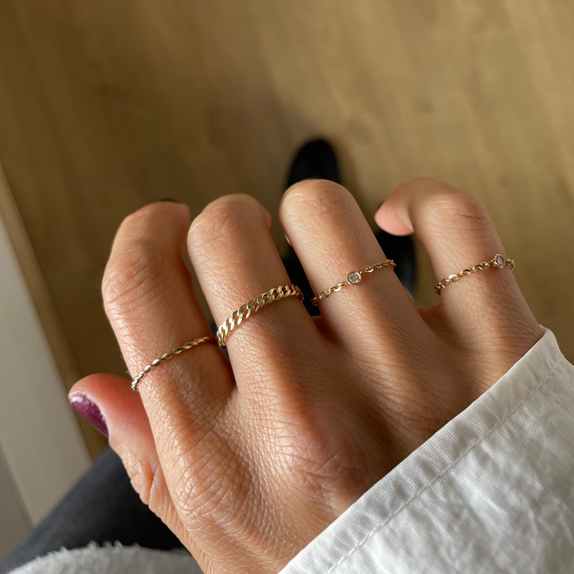 "Mikah" Twisted Rope Gold Ring - - Jewelry - Goldie Paris Jewelry - 10 ct Ring stackabe stackable