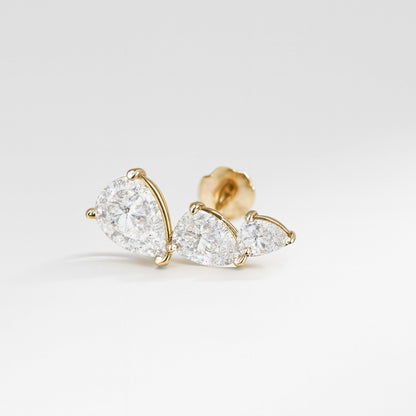 Triple Pear Diamond Flat Back Stud