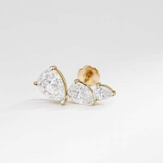 Triple Pear Diamond Flat Back Stud