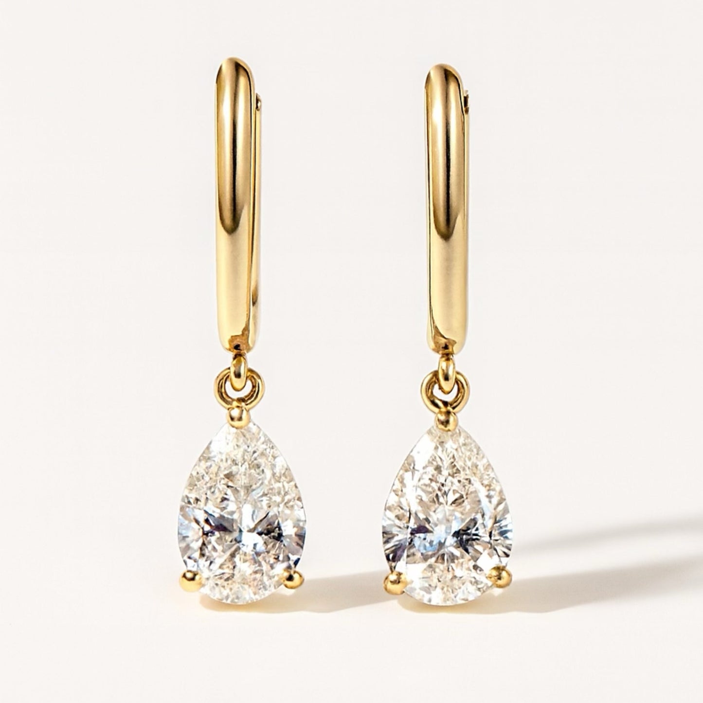 Gold Hoop with Pear Drop - Pair