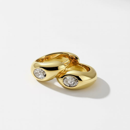 Cloud Huggie Hoop with Diamond - Pair