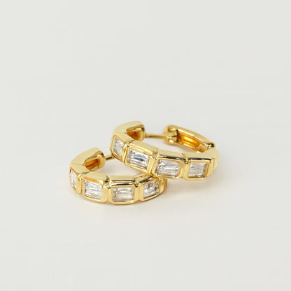 Emerald Bezel Set Diamonds Hoops