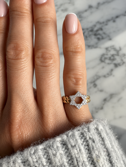 Becca Magen David Solid Chain Ring • 10K Solid Yellow Gold - - Jewelry - Goldie Paris Jewelry - Everyday Faith Ring
