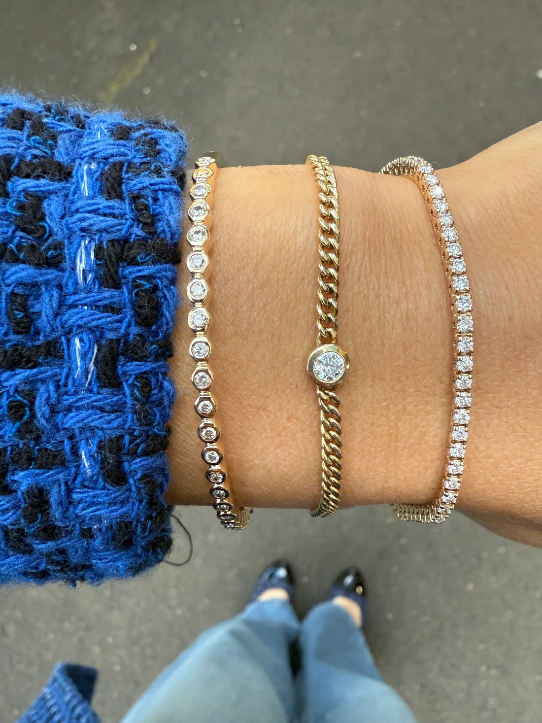 Chloe Bezel-Set Diamond Bangle •10K Solid White Gold