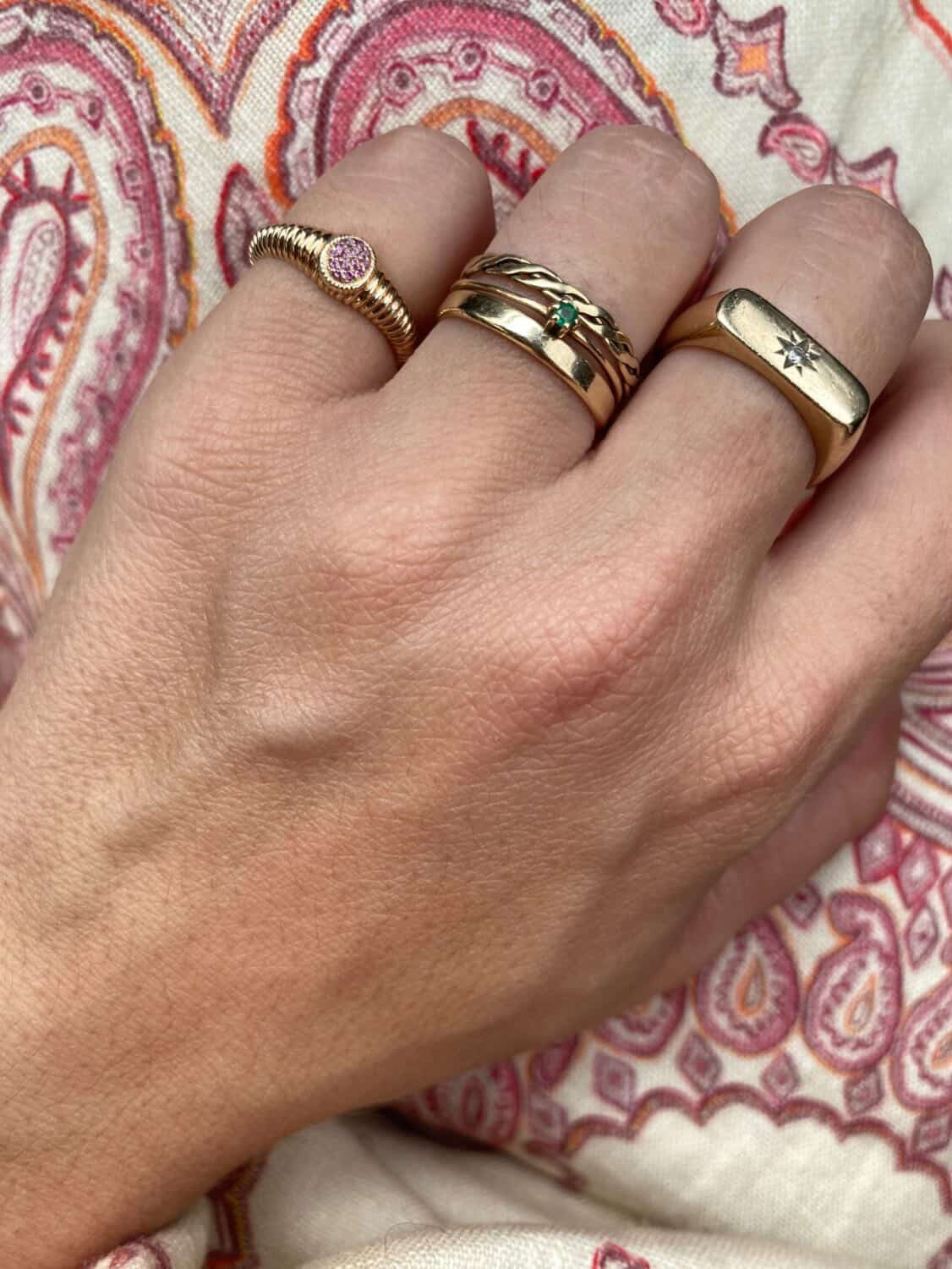 Rachel Fluted Pink Diamond-  Pinky Ring