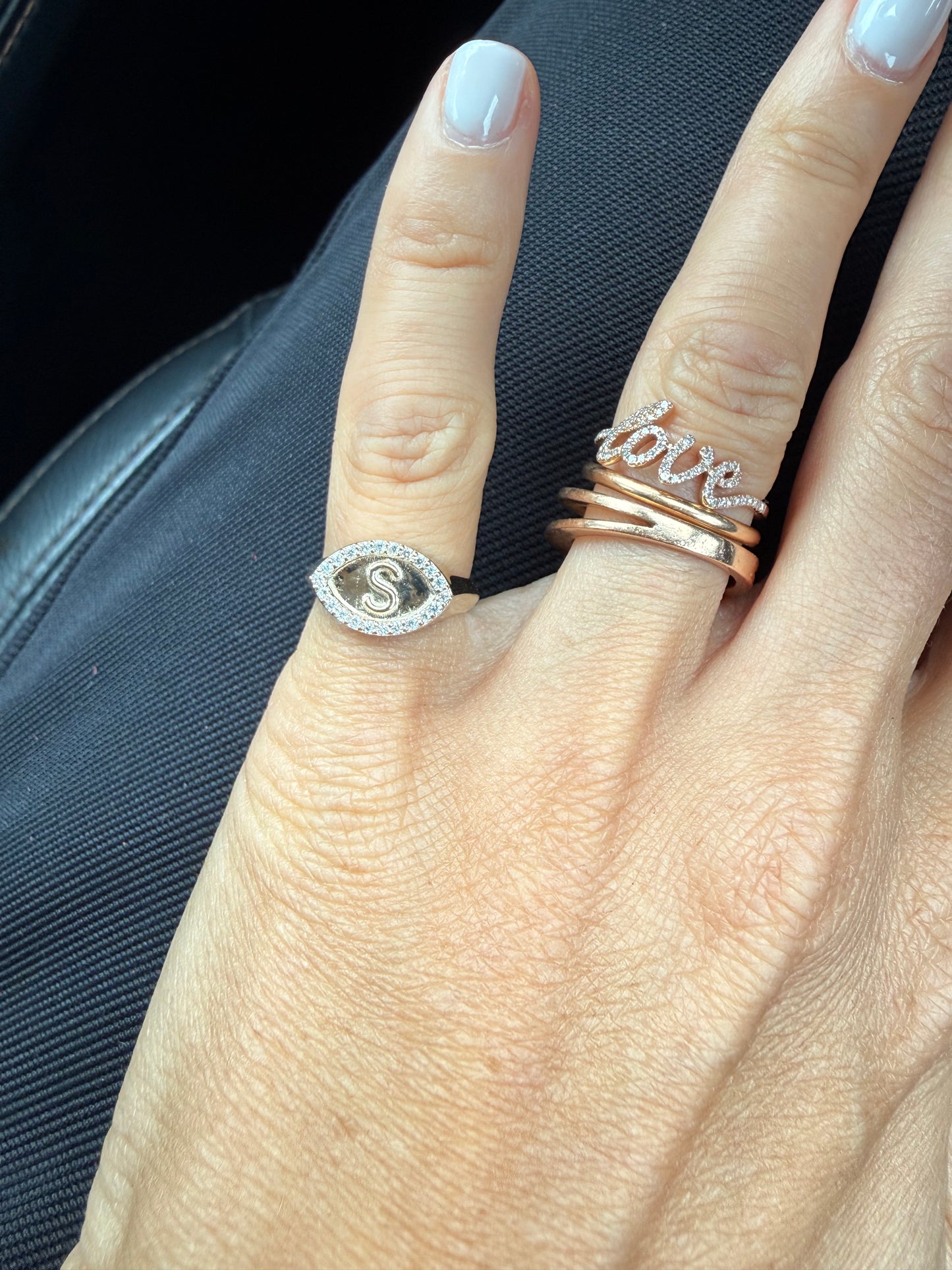 Initial Signet Diamond Ring