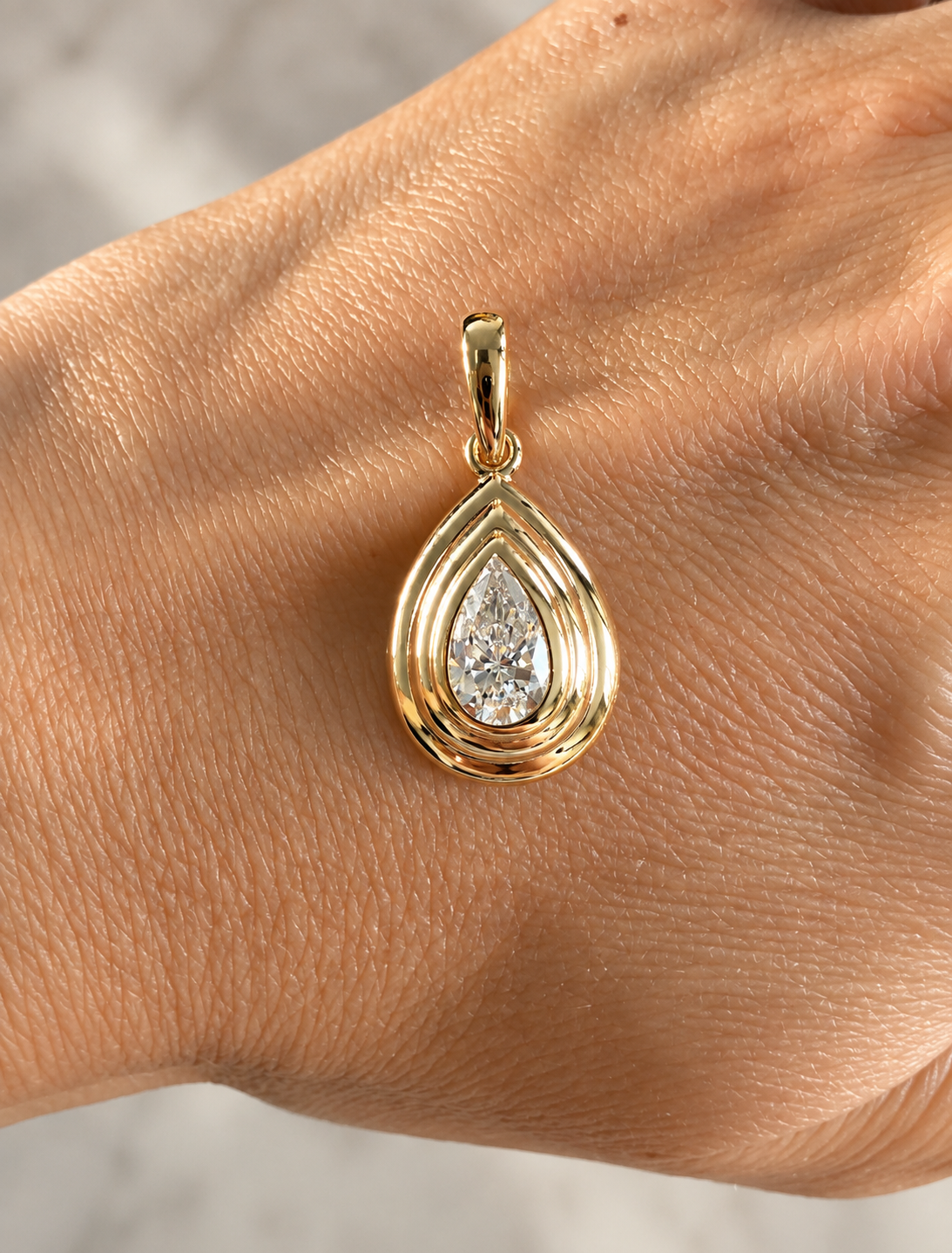 Dee Pear Diamond Pendant • 10K Solid Yellow Gold - - Jewelry - Goldie Paris Jewelry - look-1 Pendant