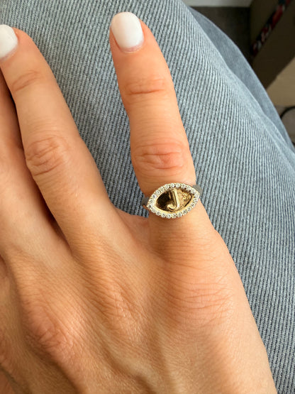 Initial Signet Diamond Ring