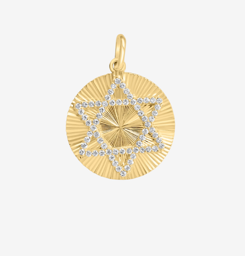 Golda Star of David fluted with Diamonds