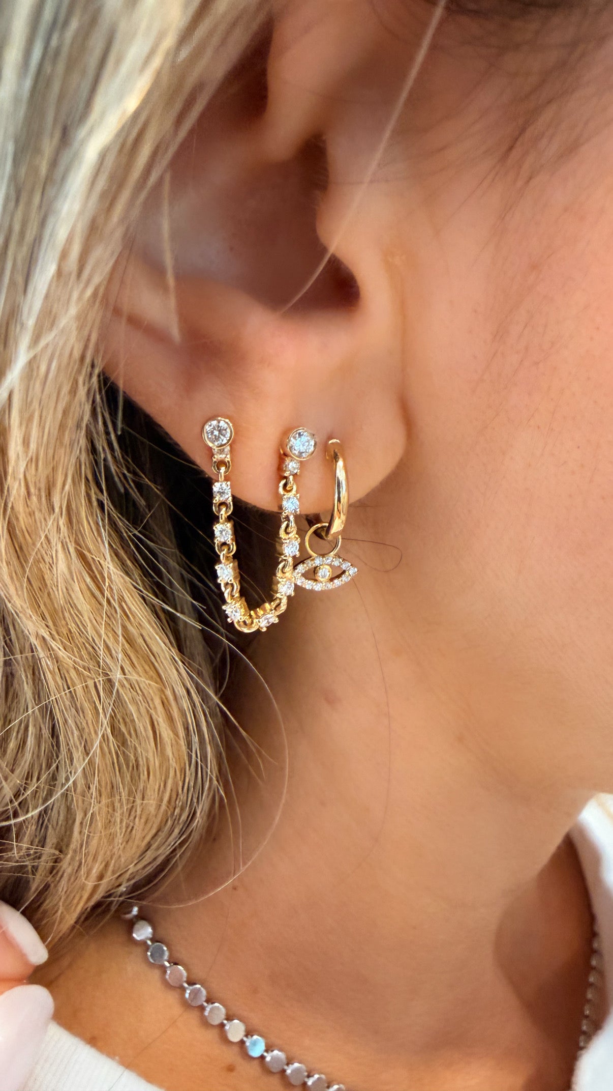 Liana stud chains diamonds Earring