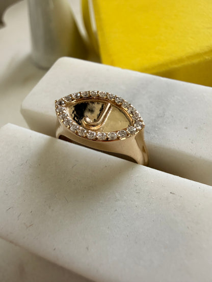 Initial Signet Diamond Ring