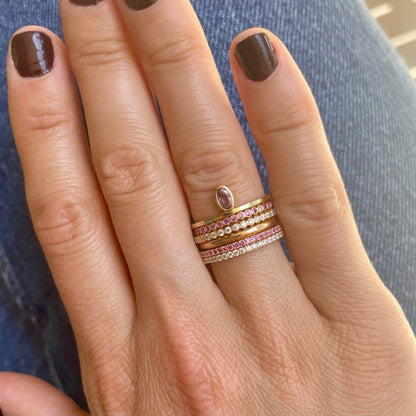 "Ilana" Stackable Bezel Diamond Eternity Band - Pink - - Jewelry - Goldie Paris Jewelry - Bezel Ring stackable